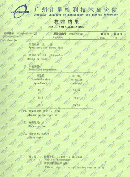 氟化氢kok体育计量校准报告