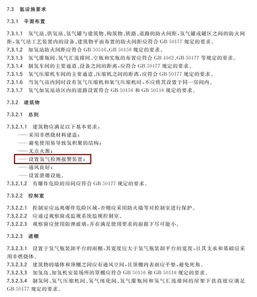 氢系统安全的基本要求